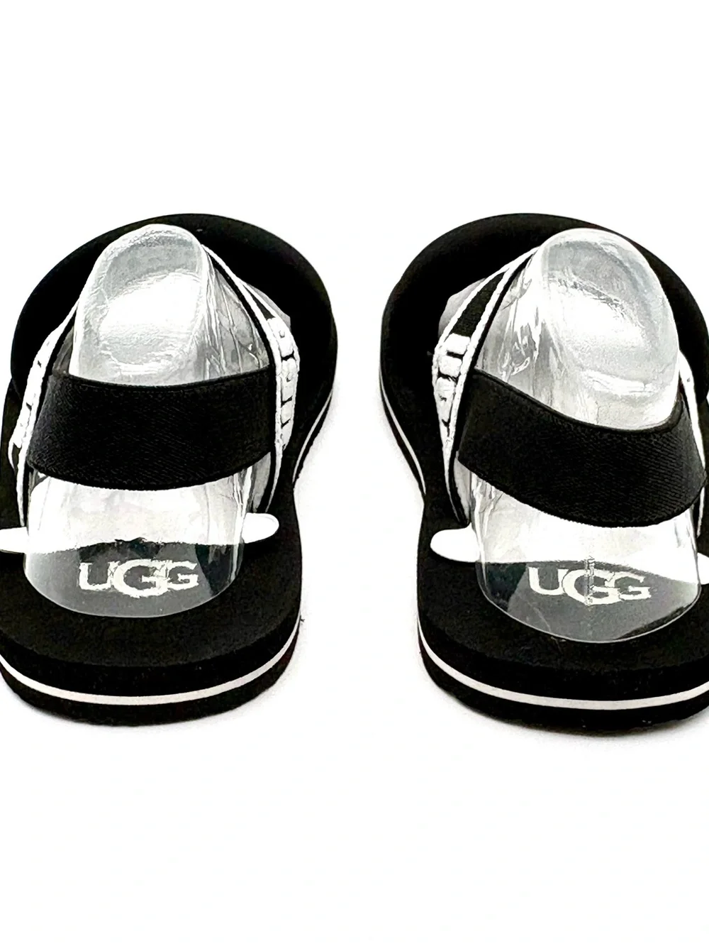 NIB UGG Kids ZUMA Sling Sandals Black & White Logo Elastic Back Strap Size 9